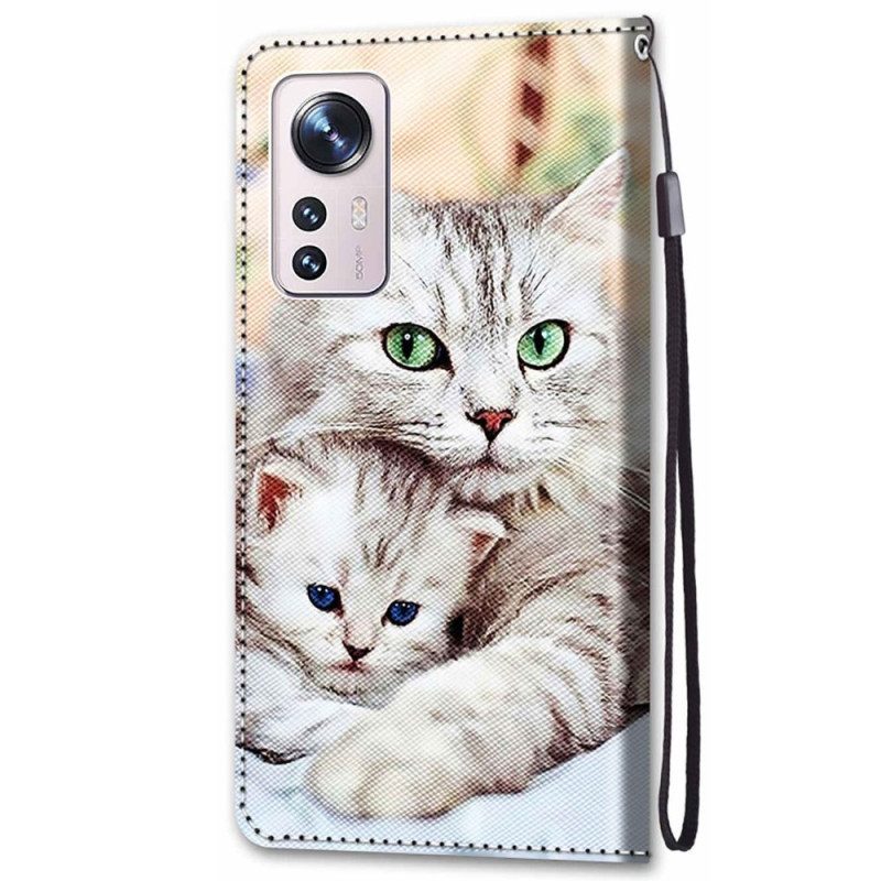 Custodia in pelle Xiaomi 12 / 12X Famiglia Di Gatti Strappy