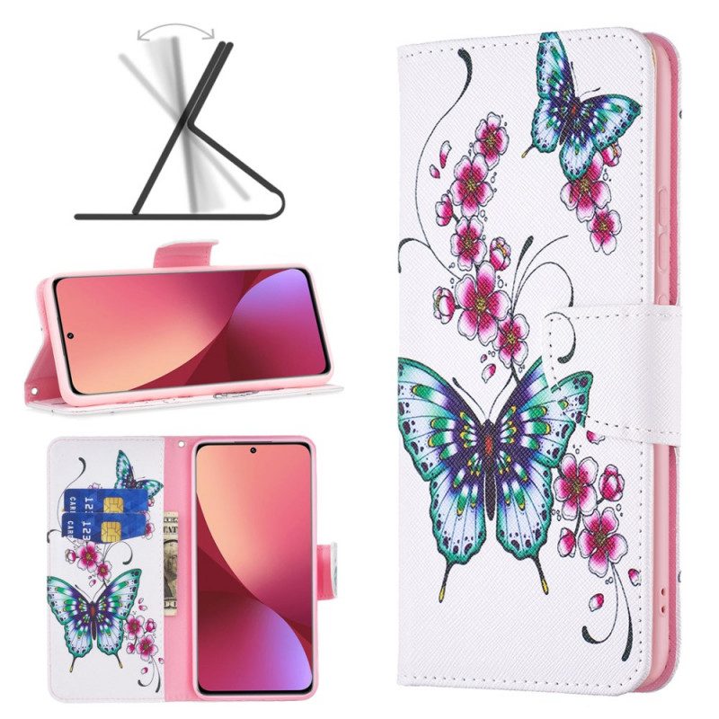 Custodia in pelle Xiaomi 12 / 12X Farfalle