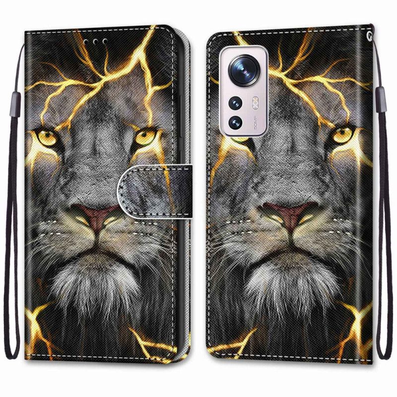 Custodia in pelle Xiaomi 12 / 12X Felino Con Cinturino