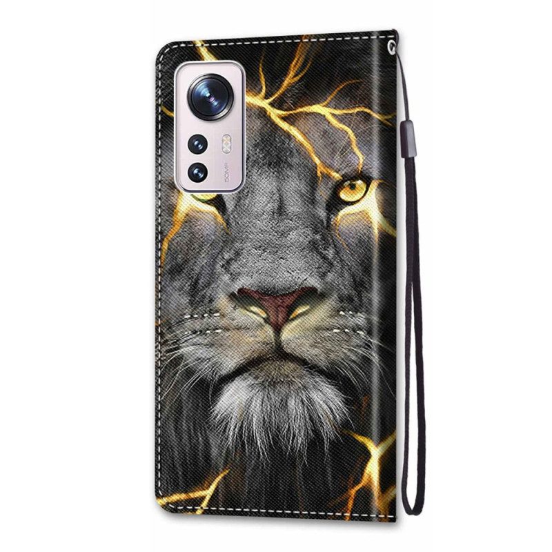 Custodia in pelle Xiaomi 12 / 12X Felino Con Cinturino