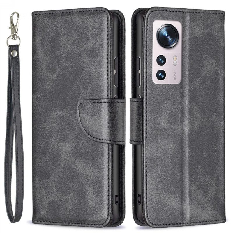 Custodia in pelle Xiaomi 12 / 12X Folio Cover Lembo Liscio Obliquo