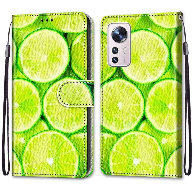 Custodia in pelle Xiaomi 12 / 12X Striscia Di Lime