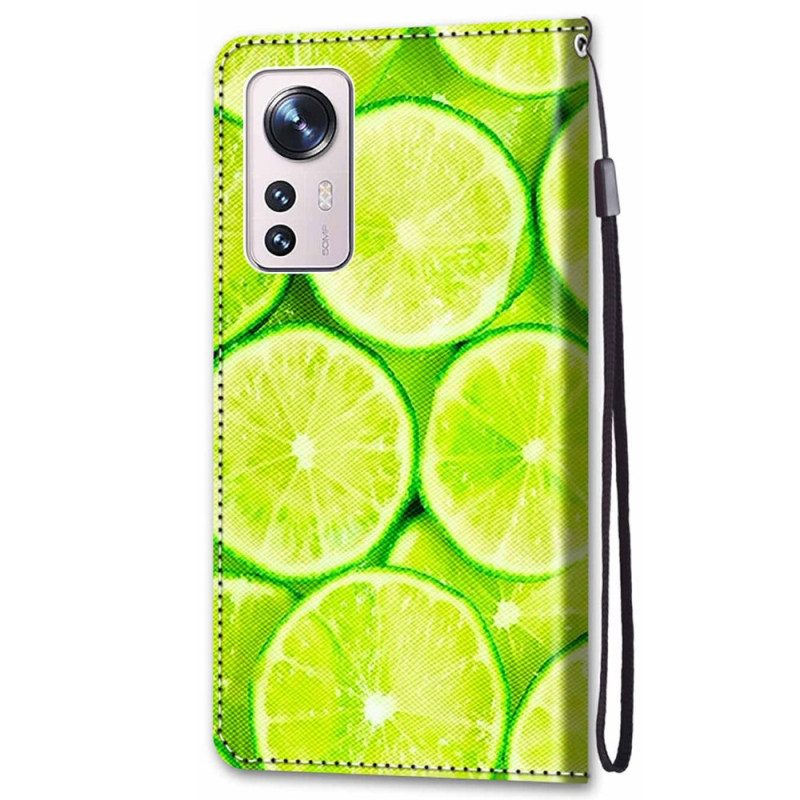 Custodia in pelle Xiaomi 12 / 12X Striscia Di Lime