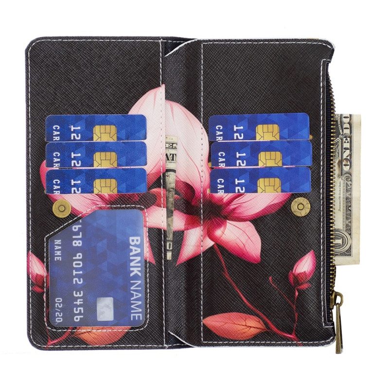 Custodia in pelle Xiaomi 12 / 12X Tasca Con Zip A Fiore