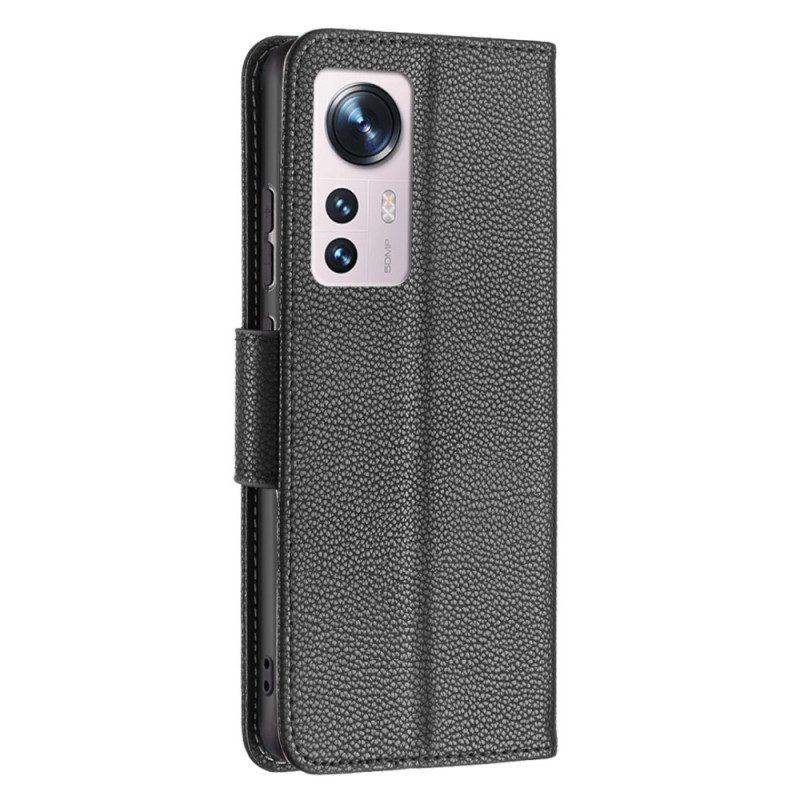 Folio Cover Xiaomi 12 / 12X Custodia in pelle Litchi Rabat Obliquo