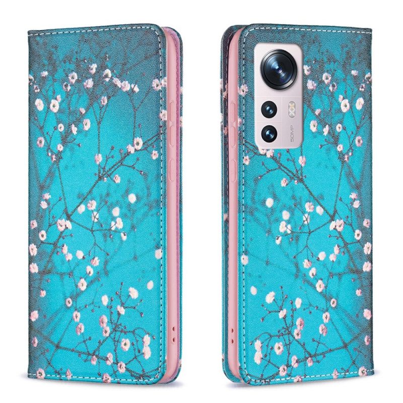 Folio Cover Xiaomi 12 / 12X Custodia in pelle Rami Fioriti