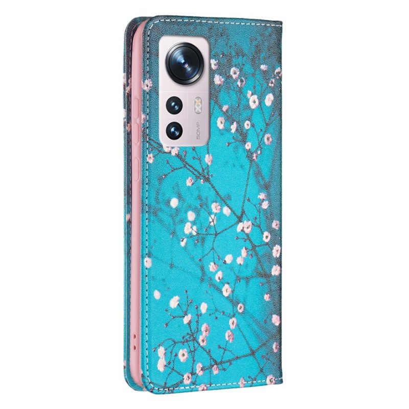 Folio Cover Xiaomi 12 / 12X Custodia in pelle Rami Fioriti