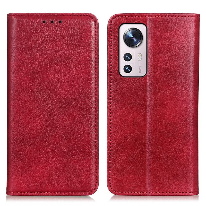 Folio Cover Xiaomi 12 / 12X Custodia in pelle Trama Di Cuoio Spaccato Di Litchi