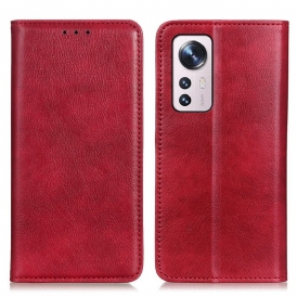 Folio Cover Xiaomi 12 / 12X Custodia in pelle Trama Di Cuoio Spaccato Di Litchi