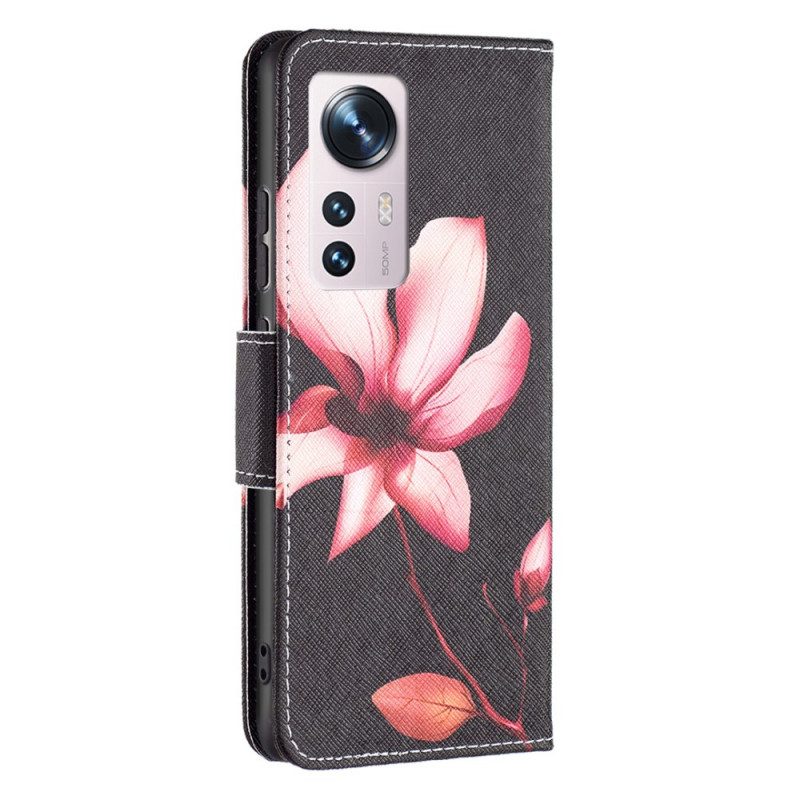 Folio Cover Xiaomi 12 / 12X Fiore Rosa