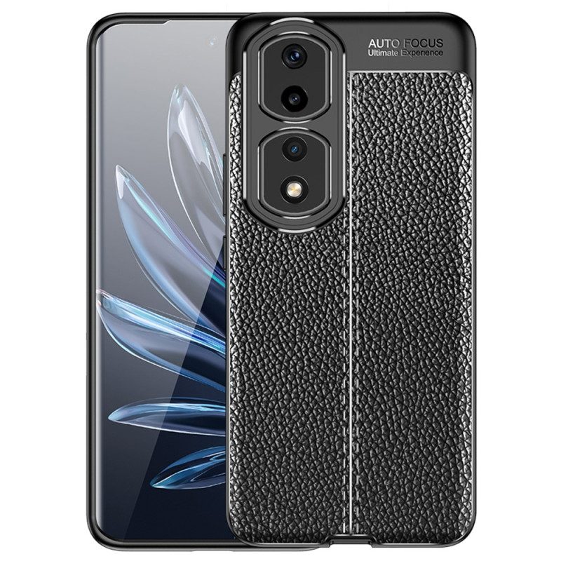 Cover Honor 90 Pro Effetto Pelle Litchi A Doppia Linea