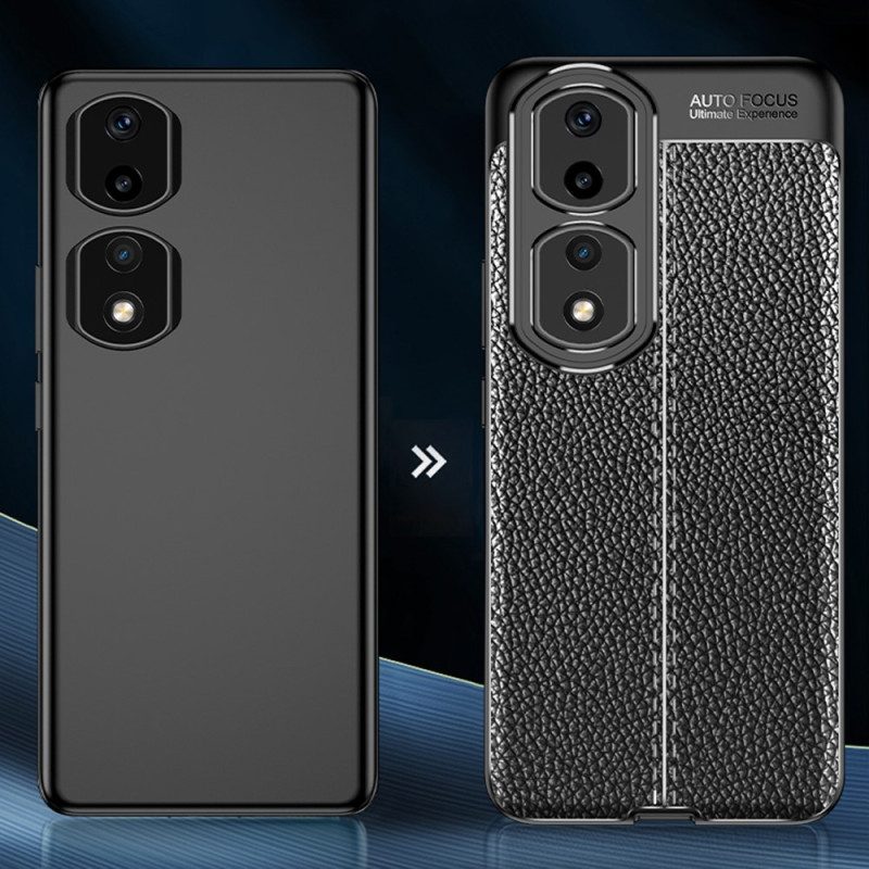 Cover Honor 90 Pro Effetto Pelle Litchi A Doppia Linea