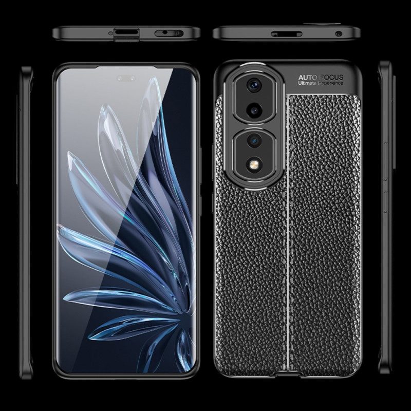 Cover Honor 90 Pro Effetto Pelle Litchi A Doppia Linea