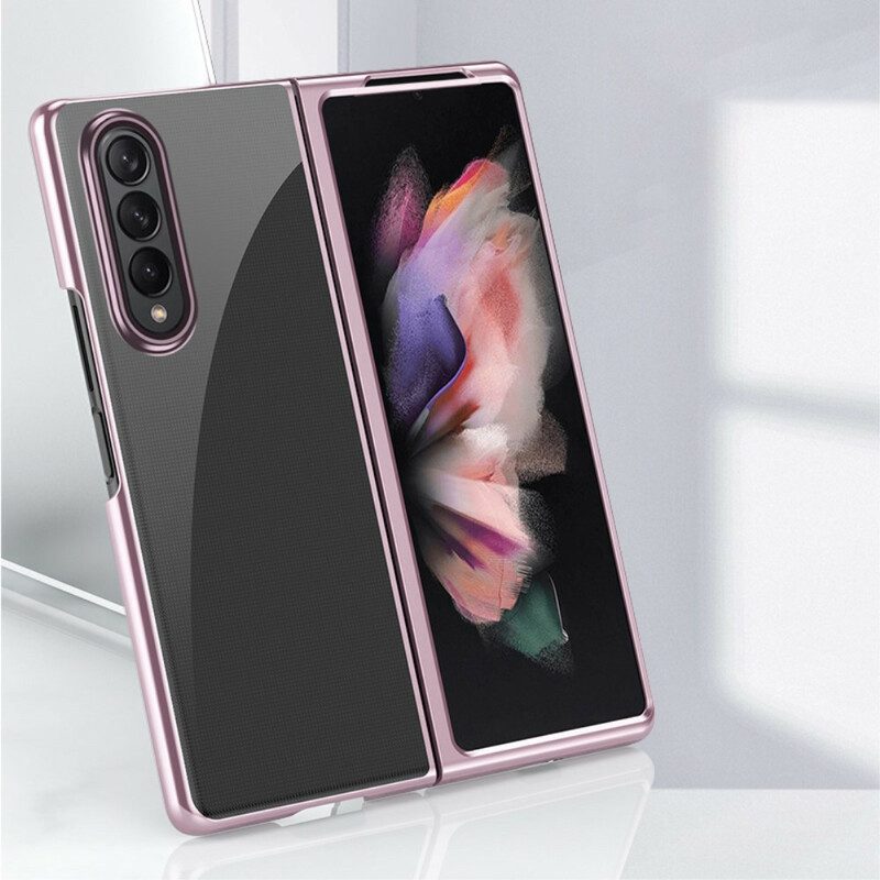 Cover Samsung Galaxy Z Fold 3 5G Bordi In Stile Metallo Trasparente