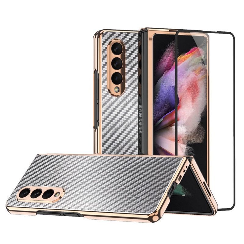 Cover Samsung Galaxy Z Fold 3 5G Fibra Di Carbonio Con Protezione Per Lo Schermo