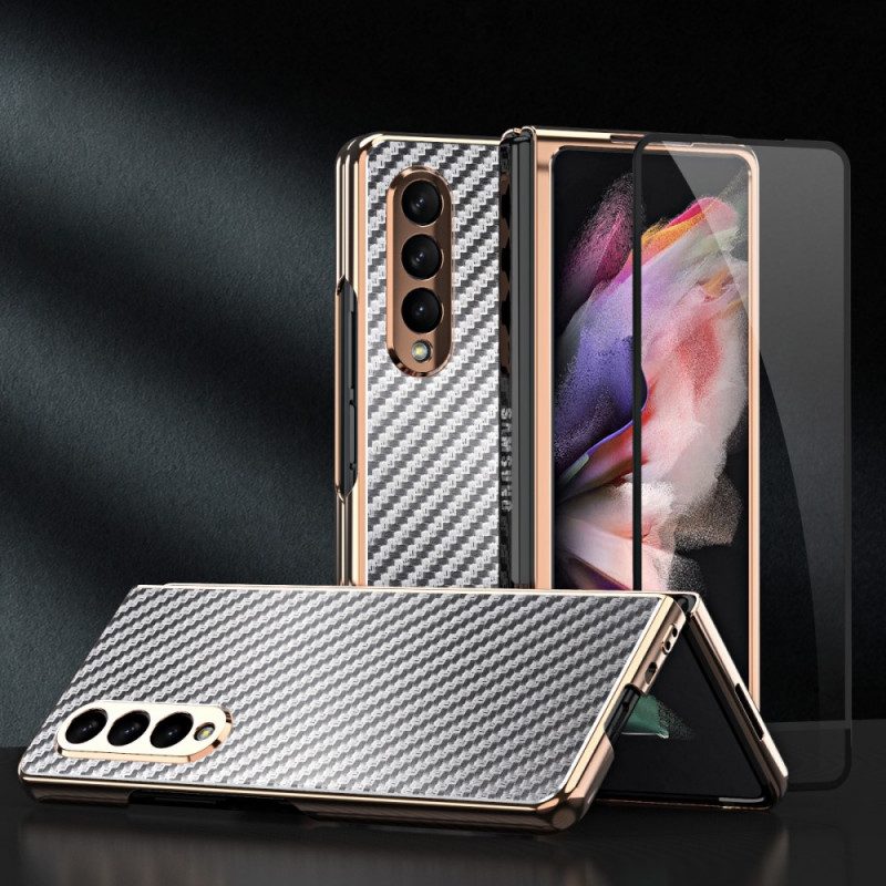 Cover Samsung Galaxy Z Fold 3 5G Fibra Di Carbonio Con Protezione Per Lo Schermo