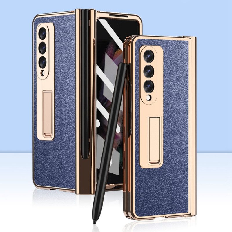 Cover Samsung Galaxy Z Fold 3 5G Pelle Litchi Multifunzione