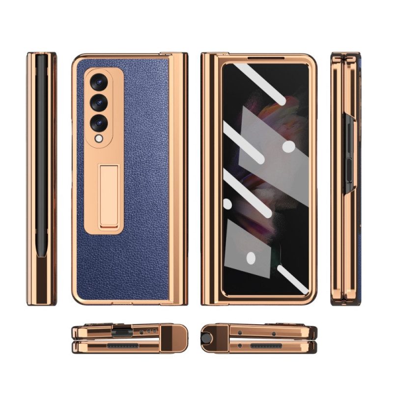 Cover Samsung Galaxy Z Fold 3 5G Pelle Litchi Multifunzione