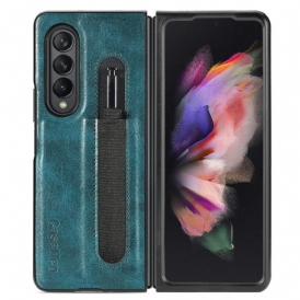 Cover Samsung Galaxy Z Fold 3 5G Porta Stilo In Pelle Stile Caseneo