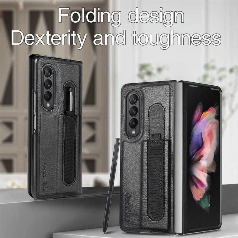 Cover Samsung Galaxy Z Fold 3 5G Porta Stilo In Pelle Stile Caseneo