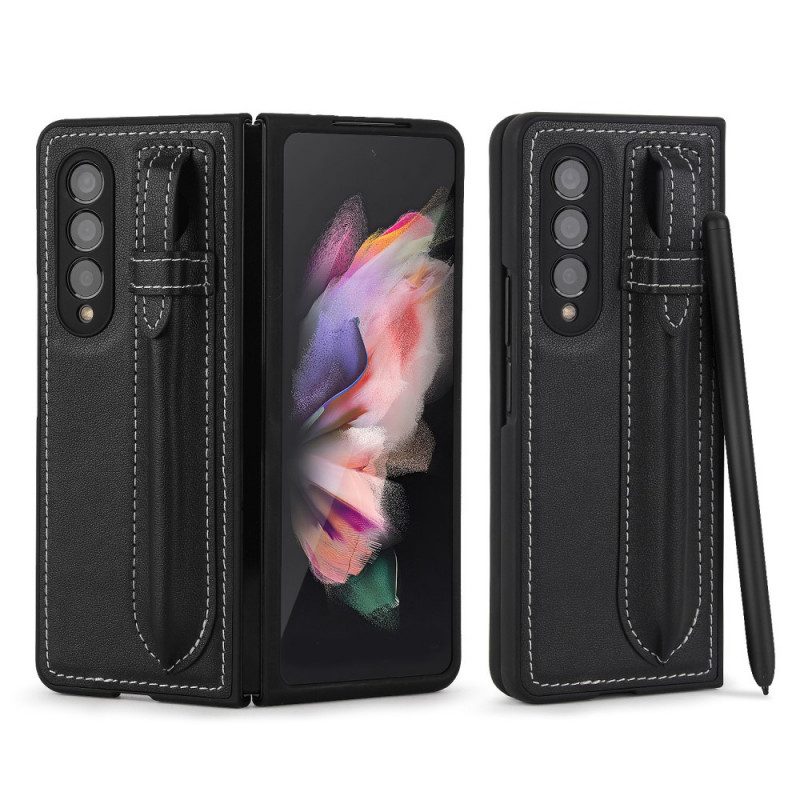 Cover Samsung Galaxy Z Fold 3 5G Portapenne In Vera Pelle