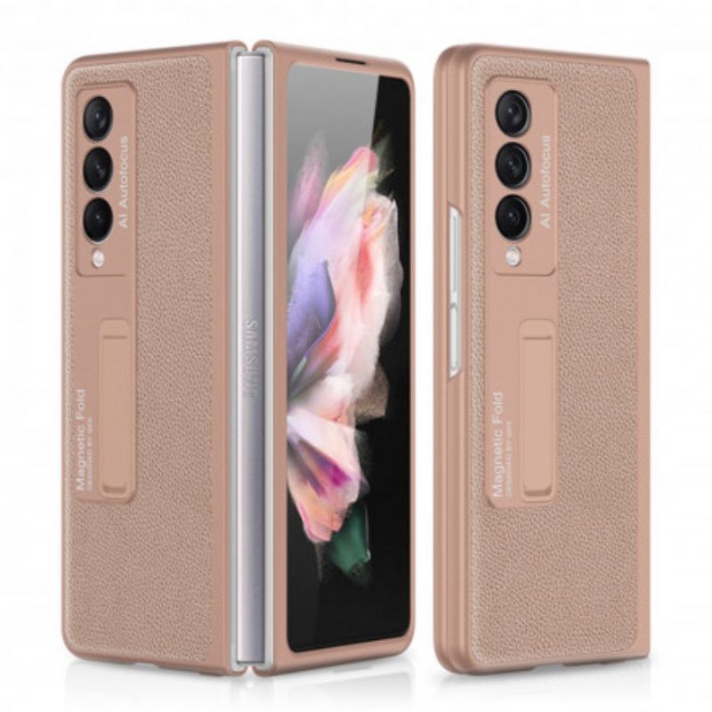 Cover Samsung Galaxy Z Fold 3 5G Supporto Gkk Litchi In Pelle