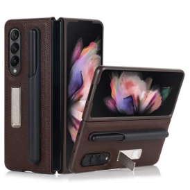 Cover Samsung Galaxy Z Fold 3 5G Supporto In Vera Pelle E Supporto Per Stilo