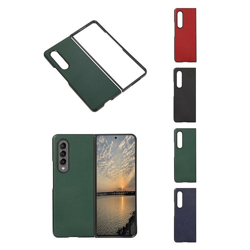 Cover Samsung Galaxy Z Fold 3 5G Vera Pelle Di Litchi