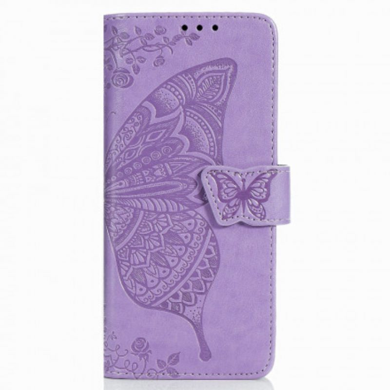 Custodia in pelle Samsung Galaxy Z Fold 3 5G Design A Farfalla Con Cordino