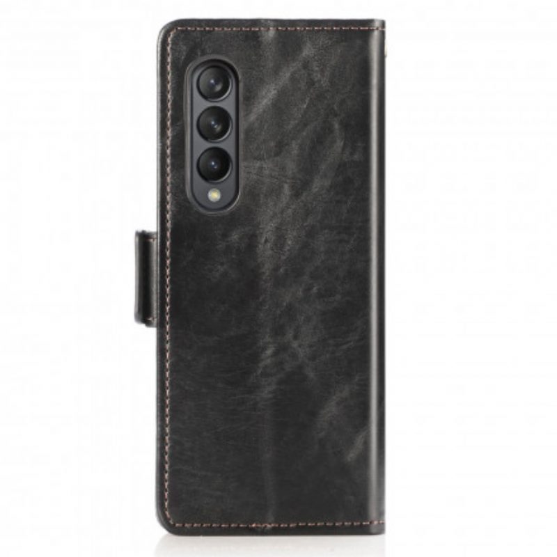 Custodia in pelle Samsung Galaxy Z Fold 3 5G Doppia Chiusura Bicolore