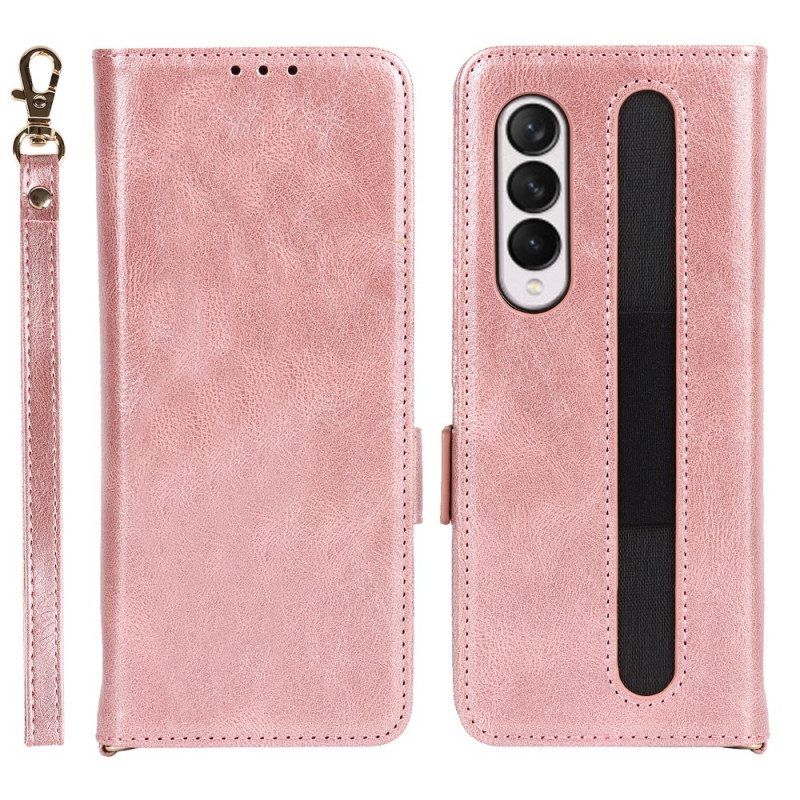 Custodia in pelle Samsung Galaxy Z Fold 3 5G Folio Cover Doppia Patta Portapenne