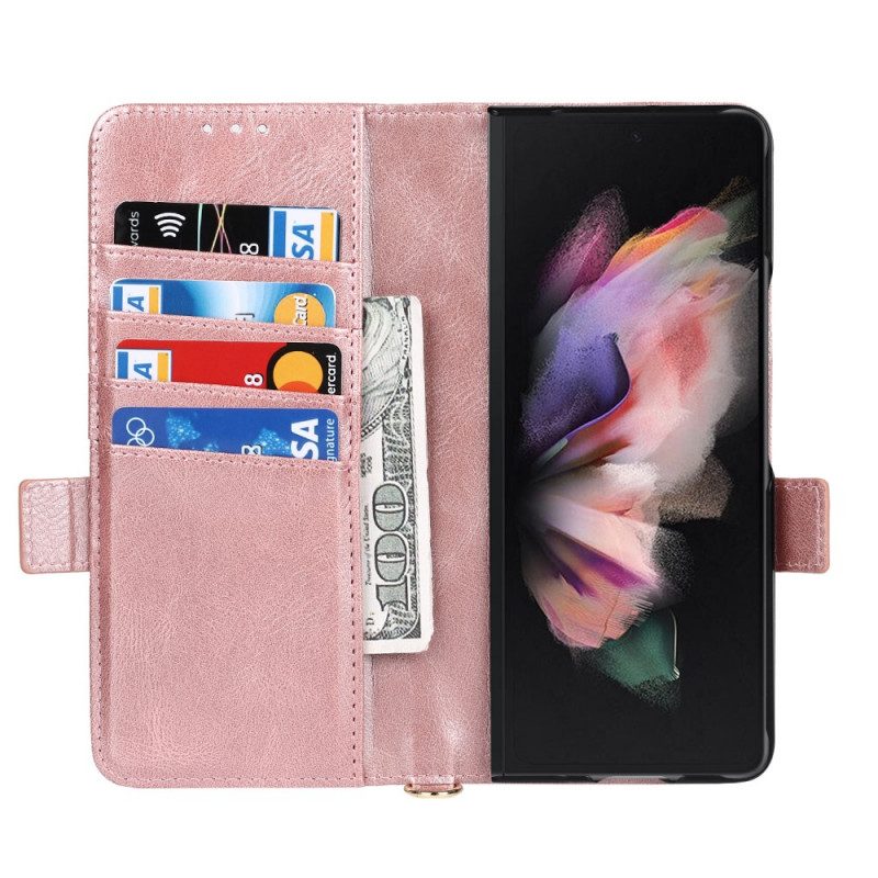 Custodia in pelle Samsung Galaxy Z Fold 3 5G Folio Cover Doppia Patta Portapenne