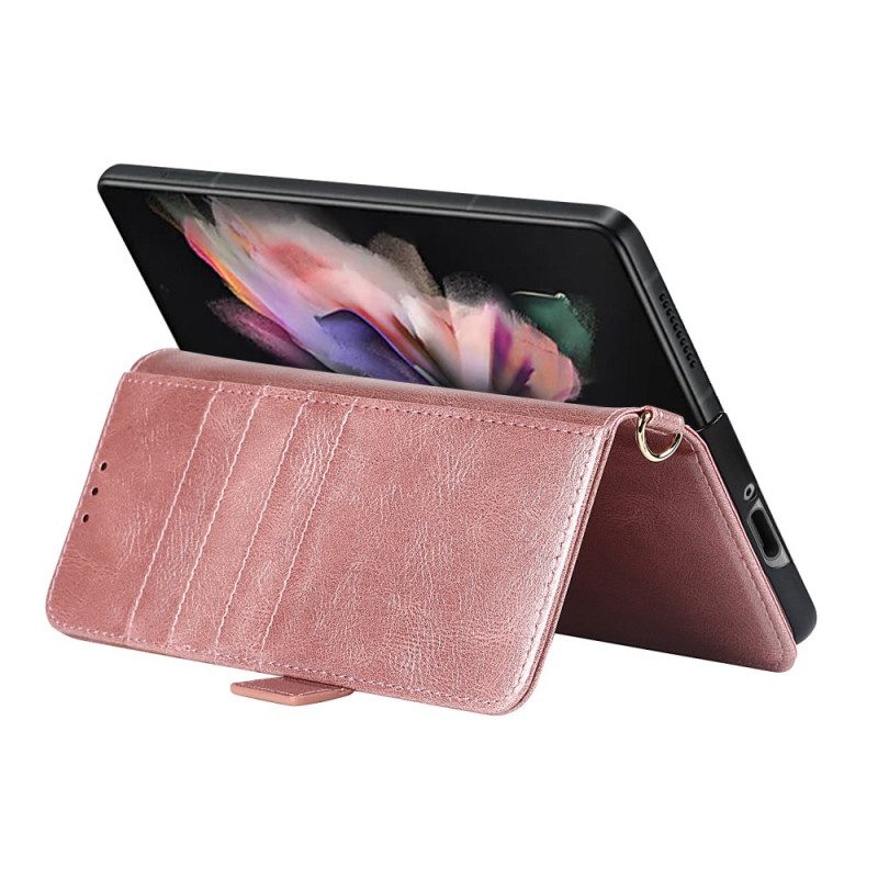 Custodia in pelle Samsung Galaxy Z Fold 3 5G Folio Cover Doppia Patta Portapenne