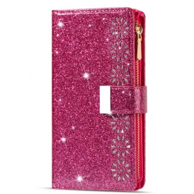 Custodia in pelle Samsung Galaxy Z Fold 3 5G Portafoglio Portafoglio Con Zip In Paillettes