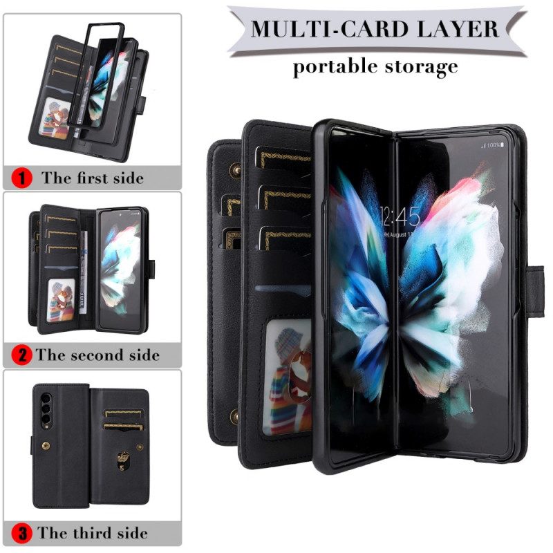 Custodia in pelle Samsung Galaxy Z Fold 3 5G Portamonete Da Lavoro Multifunzione