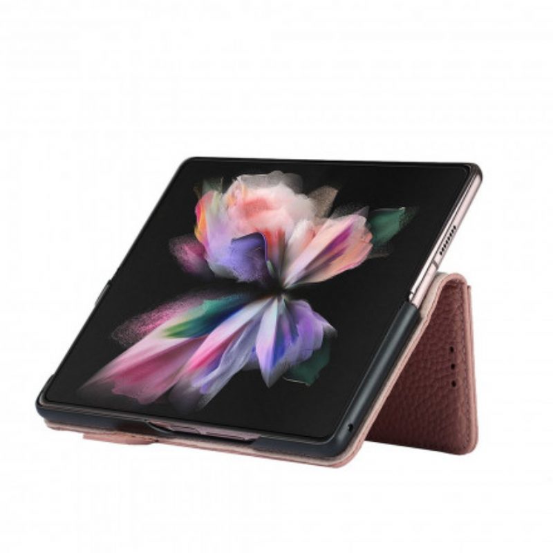 Custodia in pelle Samsung Galaxy Z Fold 3 5G Vera Pelle Di Litchi