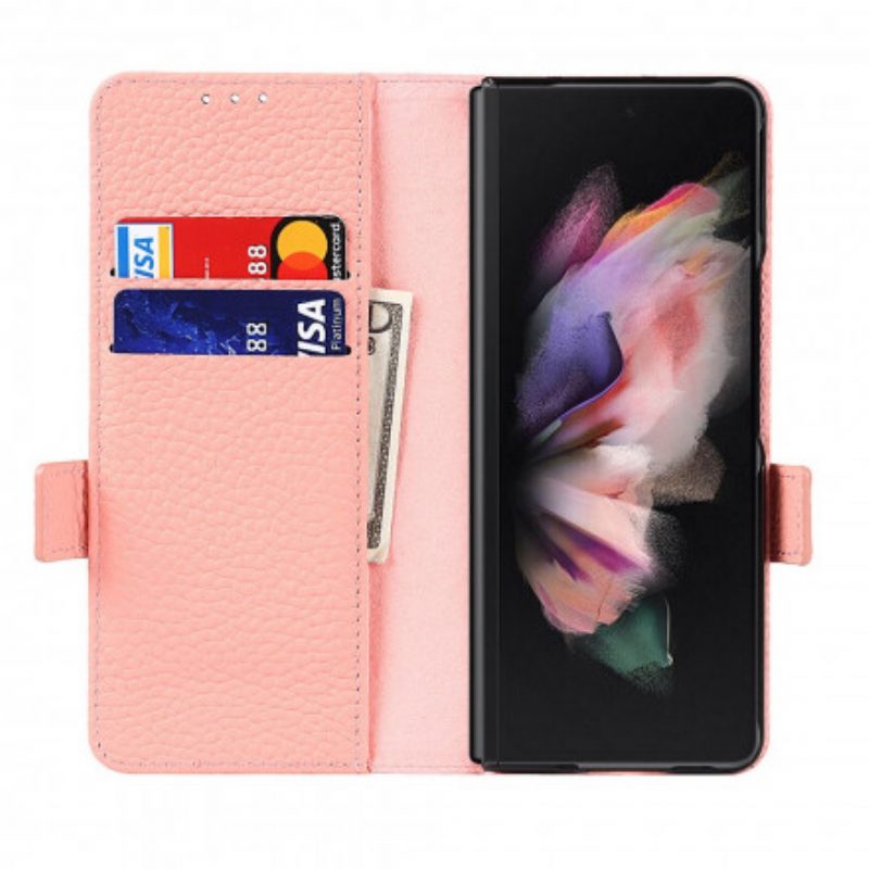 Custodia in pelle Samsung Galaxy Z Fold 3 5G Vera Pelle Di Litchi