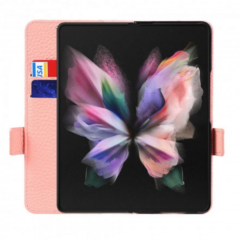 Custodia in pelle Samsung Galaxy Z Fold 3 5G Vera Pelle Di Litchi