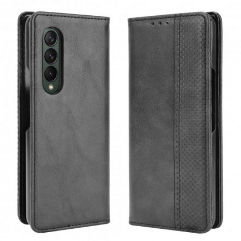 Folio Cover Samsung Galaxy Z Fold 3 5G Custodia in pelle Effetto Pelle Stilizzata