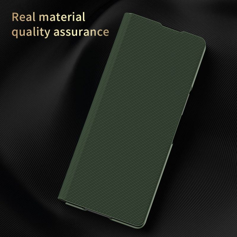 Folio Cover Samsung Galaxy Z Fold 3 5G Custodia in pelle Elegante Fibra Di Carbonio