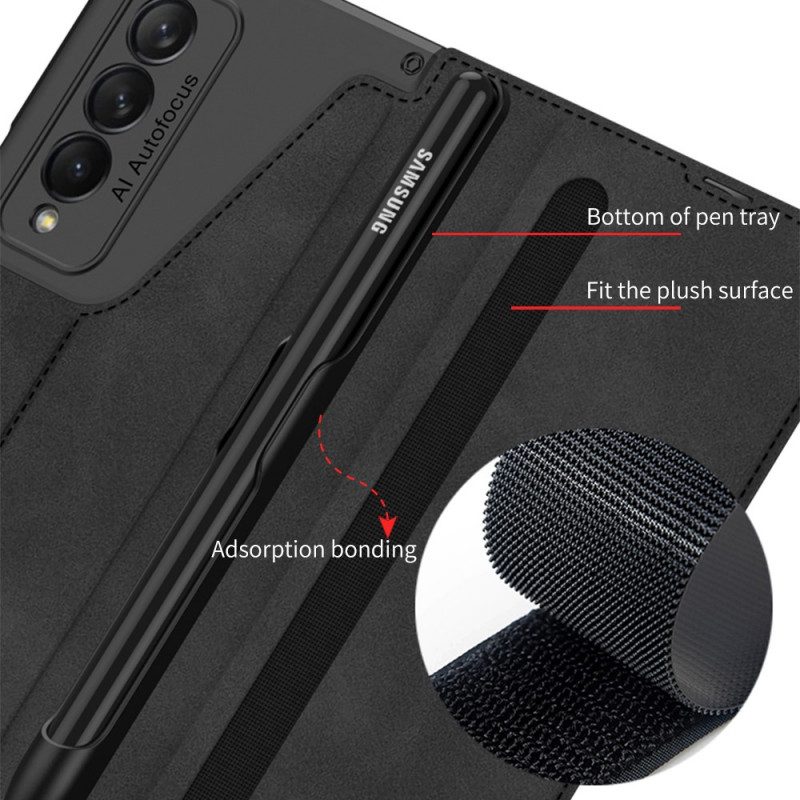 Folio Cover Samsung Galaxy Z Fold 3 5G Custodia in pelle Porta Stilo Gkk In Ecopelle