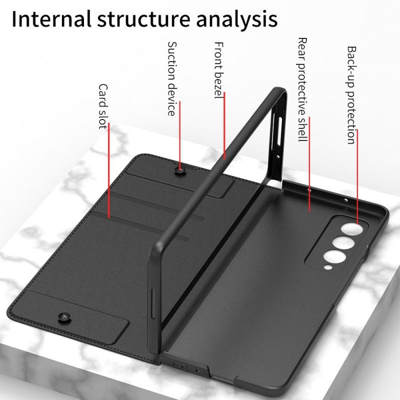 Folio Cover Samsung Galaxy Z Fold 3 5G Custodia in pelle Porta Stilo Gkk In Ecopelle