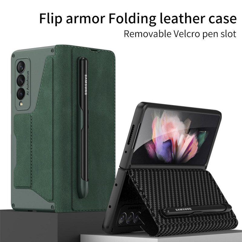 Folio Cover Samsung Galaxy Z Fold 3 5G Custodia in pelle Porta Stilo Gkk In Ecopelle