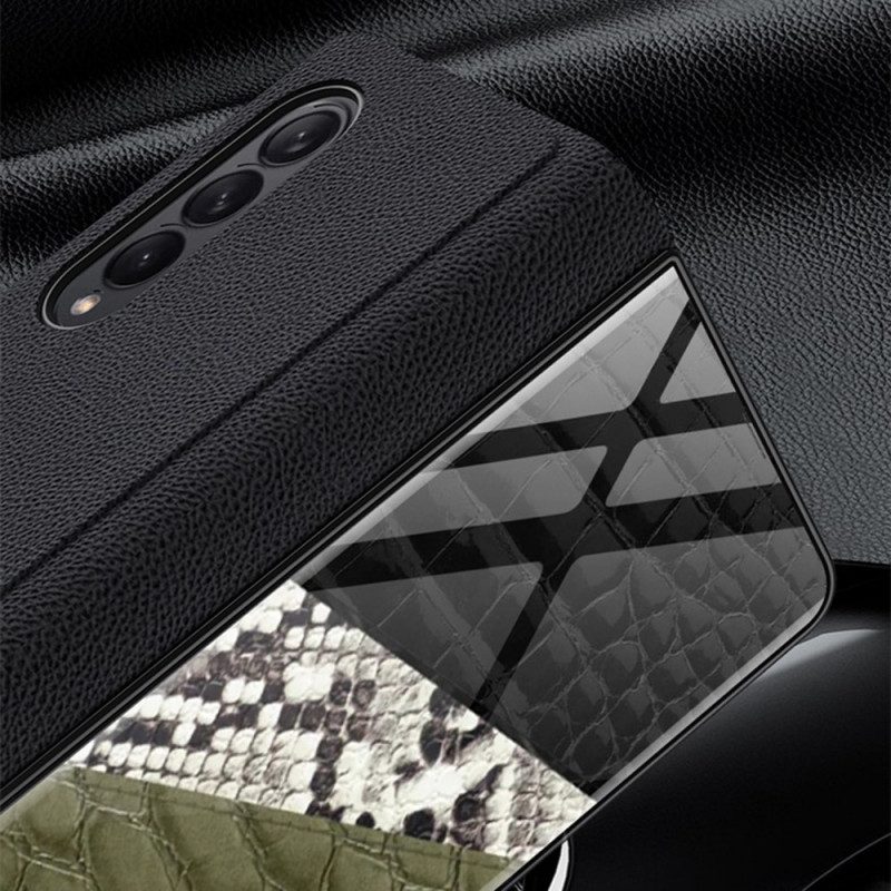 Folio Cover Samsung Galaxy Z Fold 3 5G Custodia in pelle Vetro Temperato Leopardo