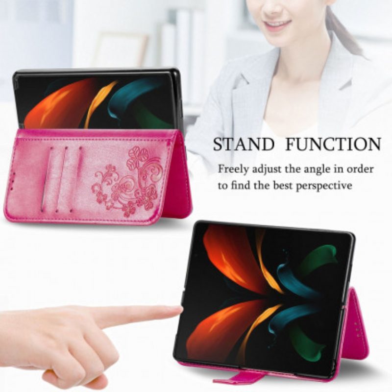 Folio Cover Samsung Galaxy Z Fold 3 5G Fiori Design Con Cordino