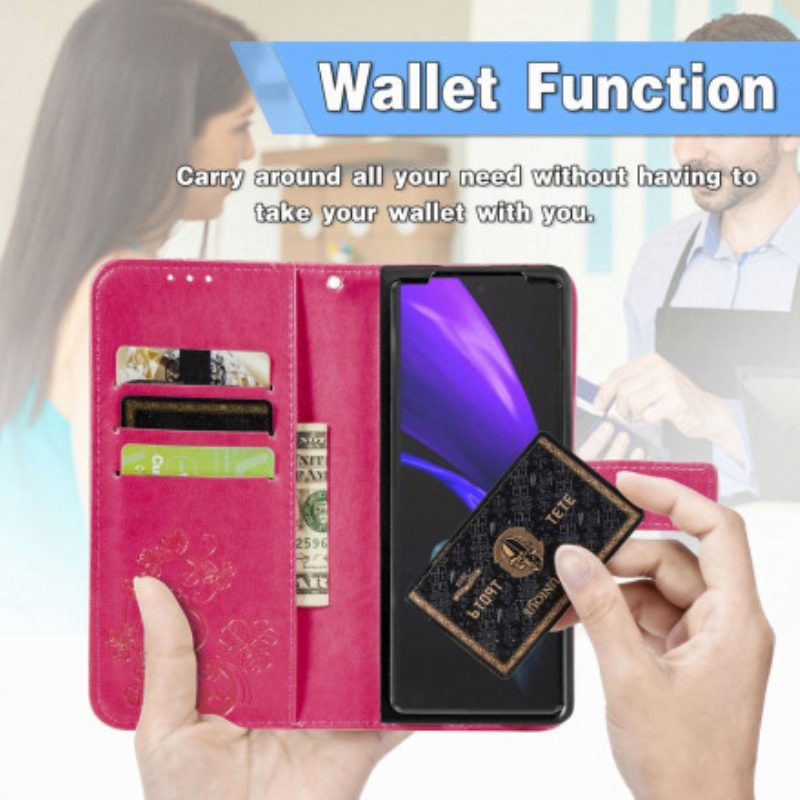 Folio Cover Samsung Galaxy Z Fold 3 5G Fiori Design Con Cordino