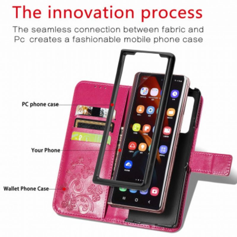 Folio Cover Samsung Galaxy Z Fold 3 5G Fiori Design Con Cordino