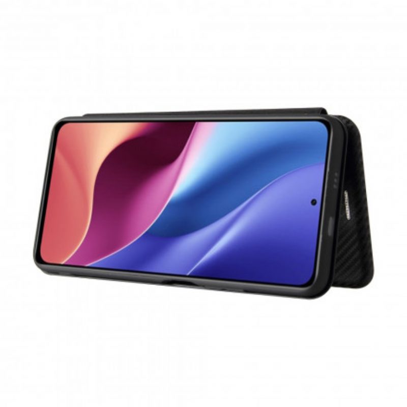 Folio Cover Xiaomi Mi 11i 5G Custodia in pelle Fibra Di Carbonio Con Anello Di Supporto