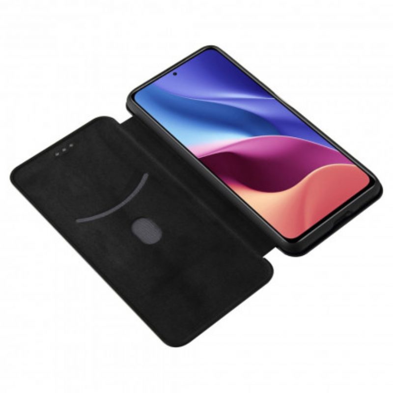 Folio Cover Xiaomi Mi 11i 5G Custodia in pelle Fibra Di Carbonio Con Anello Di Supporto