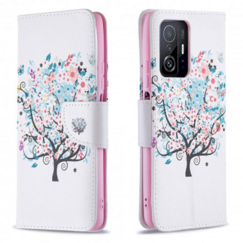 Custodia in pelle Xiaomi 11T / 11T Pro Albero Fiorito